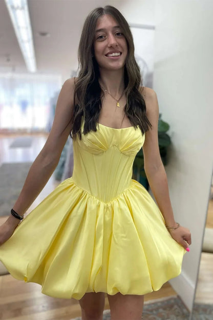 Cute Satin A-Line Bateau Backless Homecoming Dress