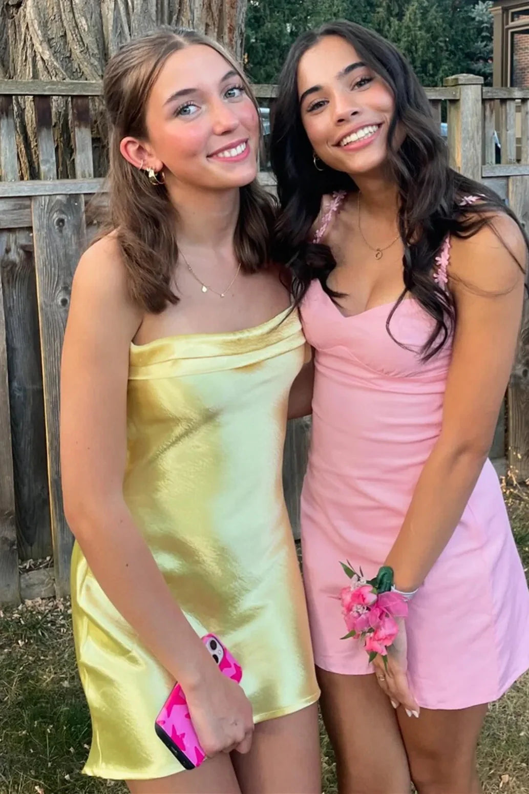 Cute Satin Strapless Sheath Yellow Mini Party Homecoming Dress