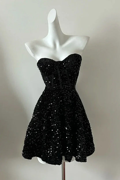 Cute Sparkly Sweetheart Strapless Sequins Party Homecoming Dress