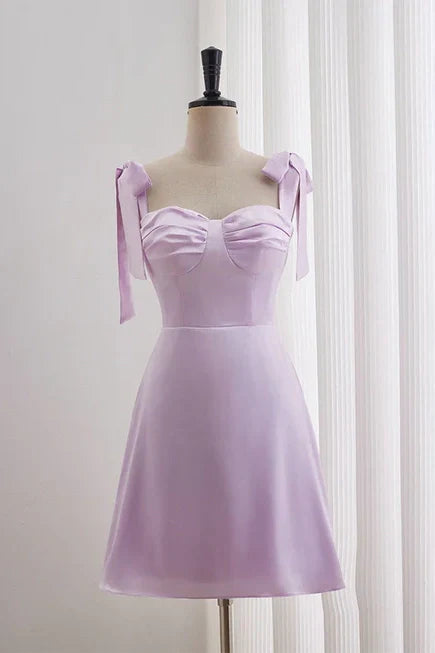 Cute Sweetheart Straps Satin A-Line Homecoming Dress