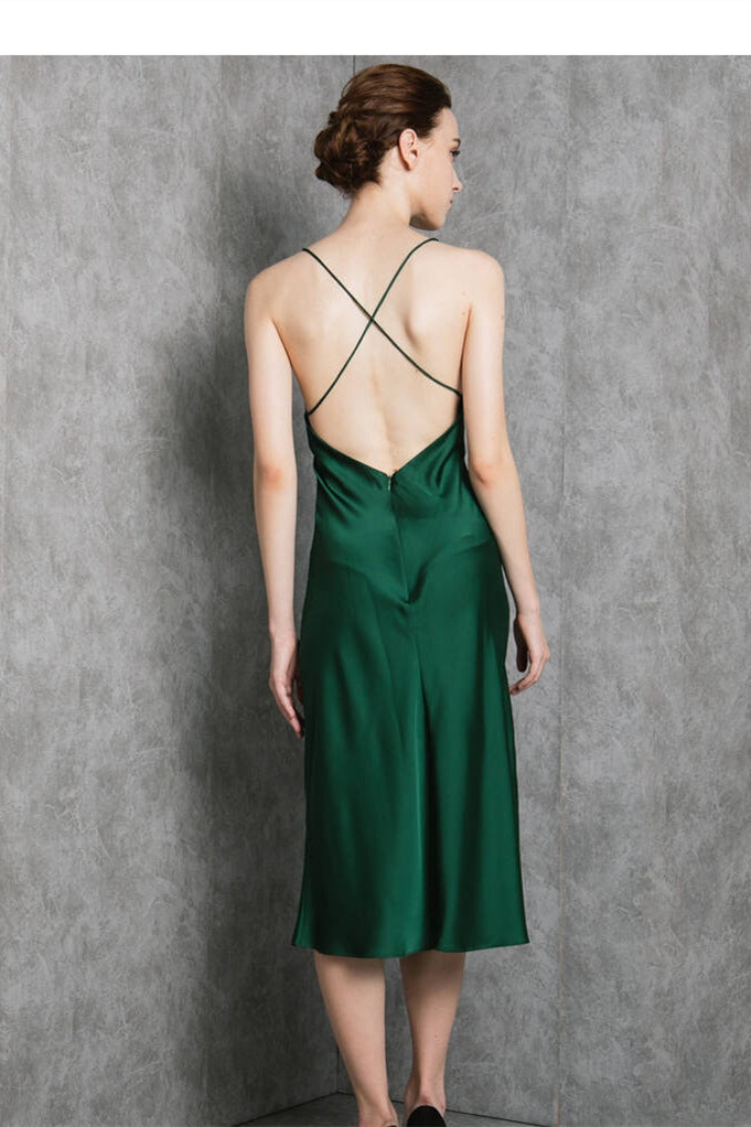 Dark Green Midi Slip Dress