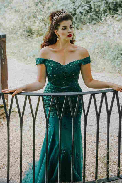 Mermaid Off-Shoulder Empire Lace Party Prom Dress