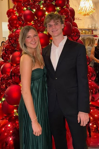 Dark Green Sweetheart Strapless Pleated Empire Party Prom Dress