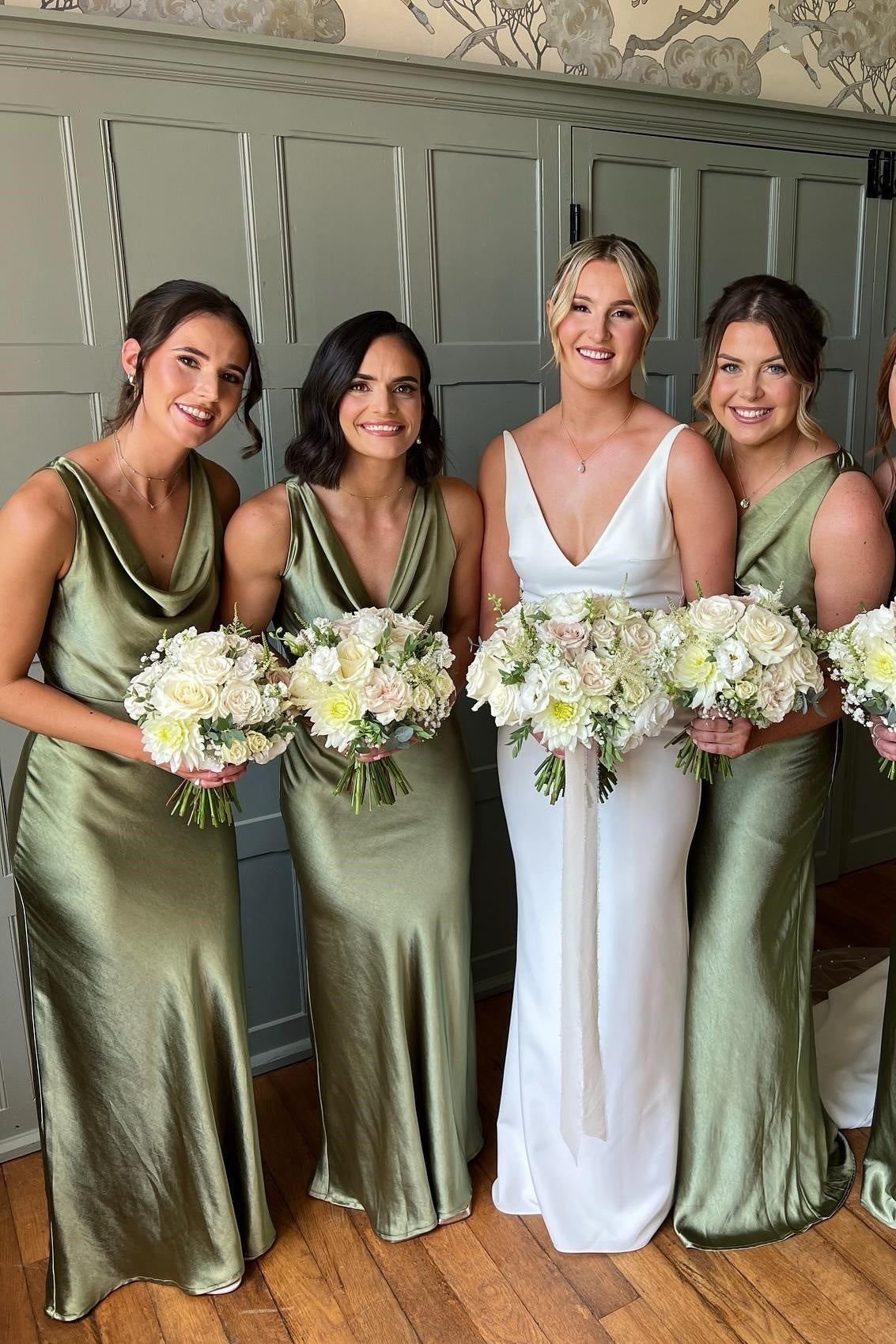 Dusty Sage V-Neck Sleeveless Mermaid Long Bridesmaid Dress