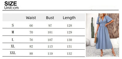 Elegant Satin A-Line V-Neck Short Bell Sleeves Party Evening Dress