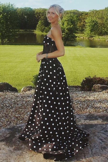 Elegant Strapless A-Line Two Tone Maxi Party Prom Dress