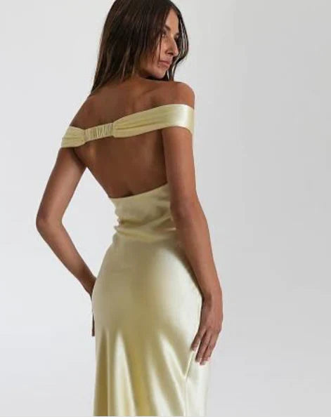 Enchanting Off-the-shoulder Satin Mermaid Floor-length Prom Dress Evening Dress TP4324