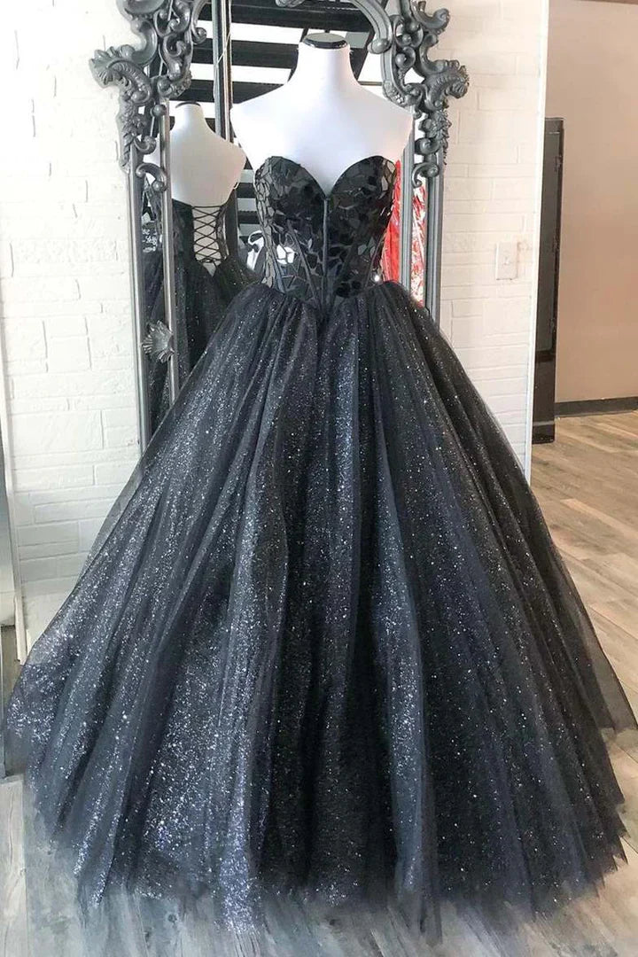 Blue/light pink/pink/black Shiny Sequins BlueTulle Sweetheart Formal Evening Dresses Long Prom Dresses gh2246