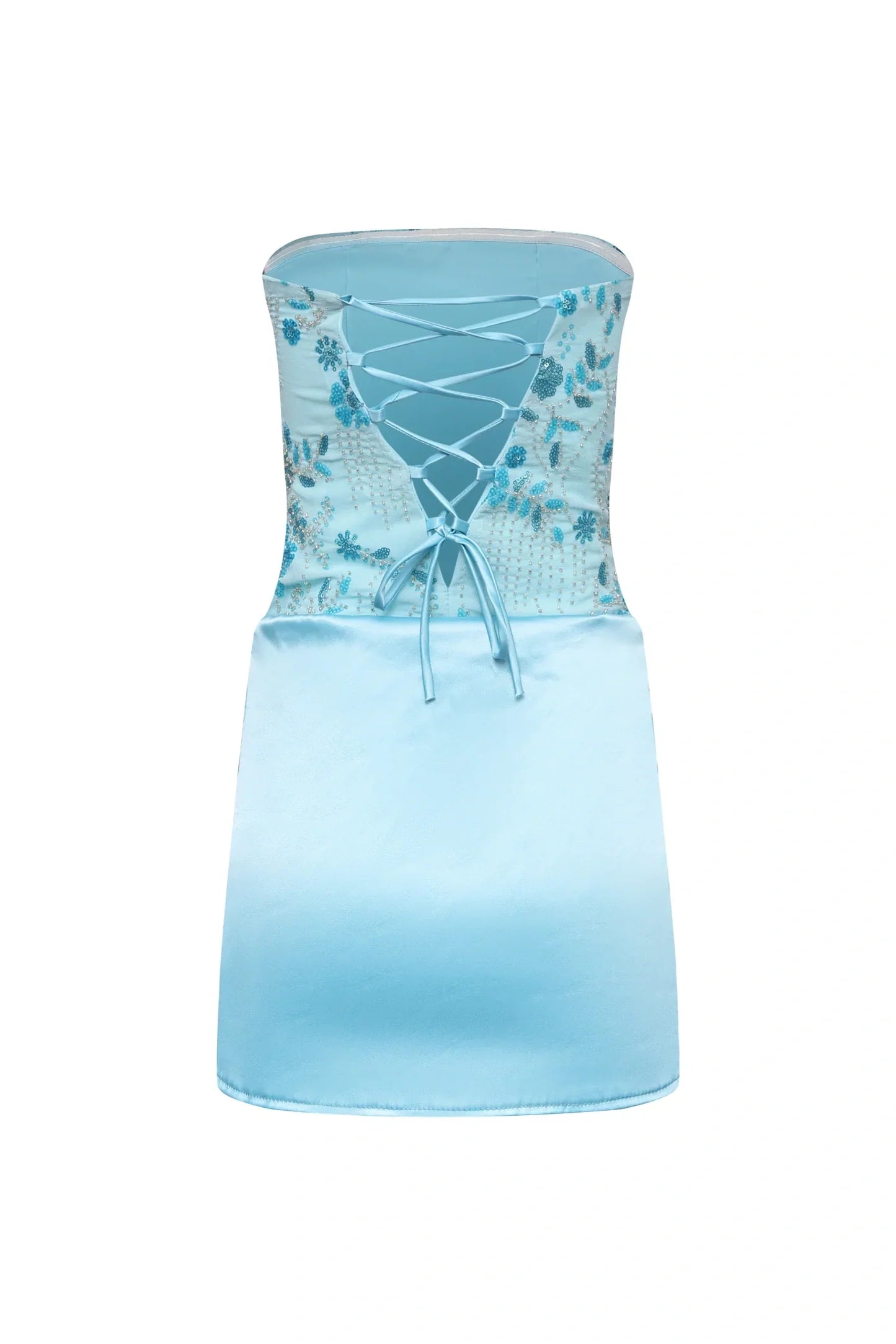 Fashion Fitted Strapless Two Tone Lace-Up Mini Party Homecoming Dress