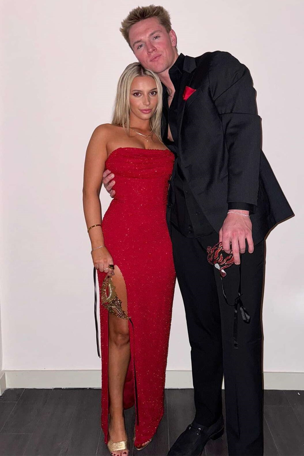 Fitted Strapless Empire Party Prom Dress With Leg Slit