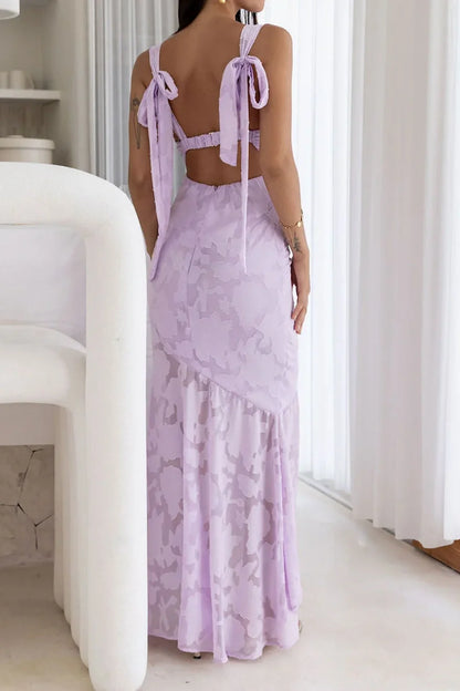 Floor-Length Sleeveless Empire Floral Satin Party Prom Dress
