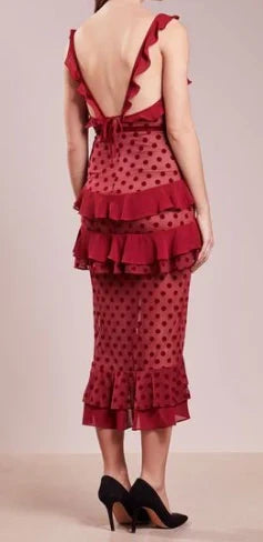 Sexy Sheath Straps Chiffon Long Tiered Burgundy Prom Dress P1753