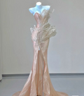 New Exquisite Mermaid Sweetheart Light Champagne Split High Low Sweep  Prom Dresses,Evening Dresses GG106