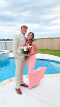 Tender Mermaid One Shoulder Peach Satin Long Prom Dress,Evening Dress GG1110