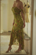 Glamorous Mermaid Off The Shoulder Printing Floral Tulle Long Prom Dress,Evening Dress GG1175