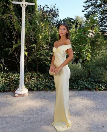 Yellow/blue fashionable simple mermaid strapless long satin Ball gown, prom dress, evening dress, party dress gh3495