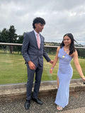 Simple Mermaid One Shoulder Lavender Satin Slit Long Prom Dress,Evening Dress GG1242