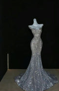 Sparkly Mermaid Off The Shoulder Tulle Sequin Long Prom Dress,Evening Dress GG1330