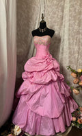 Vintage Ball Gown Strapless Satin Long Prom Dress,Wedding Dress,Evening Dress GG1350