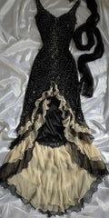 Shiny A Line Black Tulle Ruffle Sequin Beaded Irregular Hem Long Prom Dress,Evening Dress GG1351