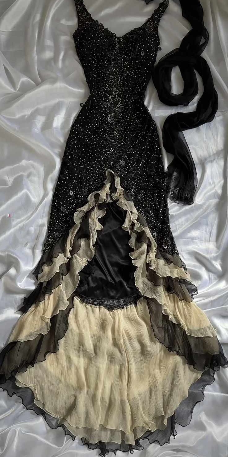 Shiny A Line Black Tulle Ruffle Sequin Beaded Irregular Hem Long Prom Dress,Evening Dress GG1351