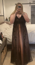 Beautiful A Line Halter Straps Black Tulle Applique Long Prom Dress,Evening Dress GG1379