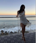 Chic A Line Spaghetti Straps White Chiffon Ruffle Hem Short Prom Dress,Homecoming Dress,Evening Dress GG1388