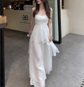 Simple A Line Spaghetti Straps White Chiffon Long Prom Dress,Evening Dress GG1446