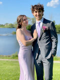 Sexy Mermaid Strapless Lilac Satin Pleated Long Prom Dress,Evening Dress GG1617