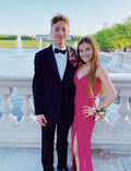 Chic Mermaid Spaghetti Straps Hot Pink Satin Slit Long Prom Dress,Evening Dress GG1620