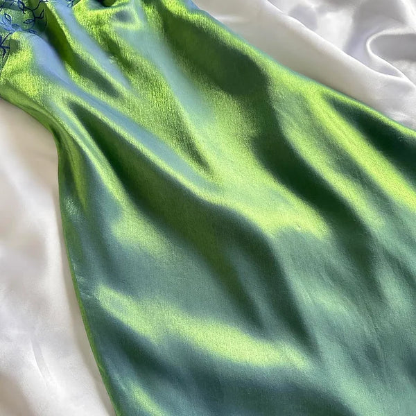 Elegant A Line Spaghetti Straps Green Satin Long  Prom Dress,Evening Dress GG1739