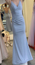 Glitter Mermaid Spaghetti Straps Lavender Satin Sequin Pleated Long Prom Dress,Evening Dress GG1778