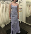 Pretty Mermaid Spaghetti Straps Lavender Satin Long Prom Dress,Evening Dress GG1790
