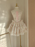 Fairy A Line Strapless Chiffon Printing Floral Short Prom Dress,Homecoming Dress,Evening Dress GG1810