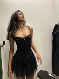 Sexy A Line Spaghetti Straps Black Satin Lace Short Prom Dress,Homecoming Dress,Evening Dress GG1816