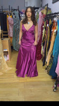 Chic A Line Spaghetti Straps Satin Applique Long Prom Dress,Evening Dress GG1829