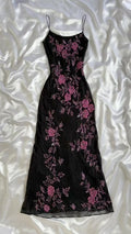 Charming A Line Spaghetti Straps Black Tulle Flowers Long Prom Dress,Evening Dress GG1916