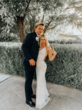 Sexy Mermaid Halter V Neck White Chiffon Long Prom Dress,Evening Dress GG1920