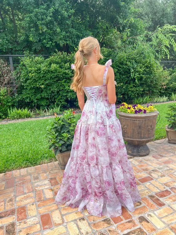 Fairy A-line Sweetheart Chiffon Printing Long Prom Dress,Evening Dress GG1944