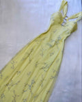 Chic A Line Sweetheart Lemon Yellow Satin Tulle Sequin Long Prom Dress,Evening Dress GG1946