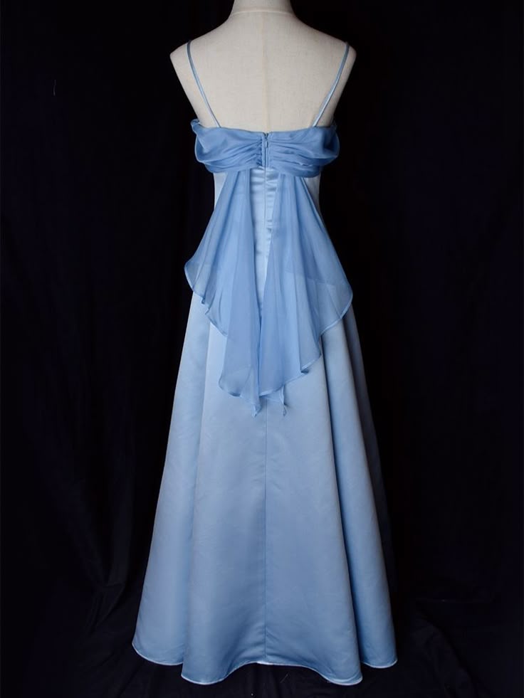 Elegant A Line Spaghetti Straps Satin Chiffon Long Prom Dress,Evening Dress GG1947
