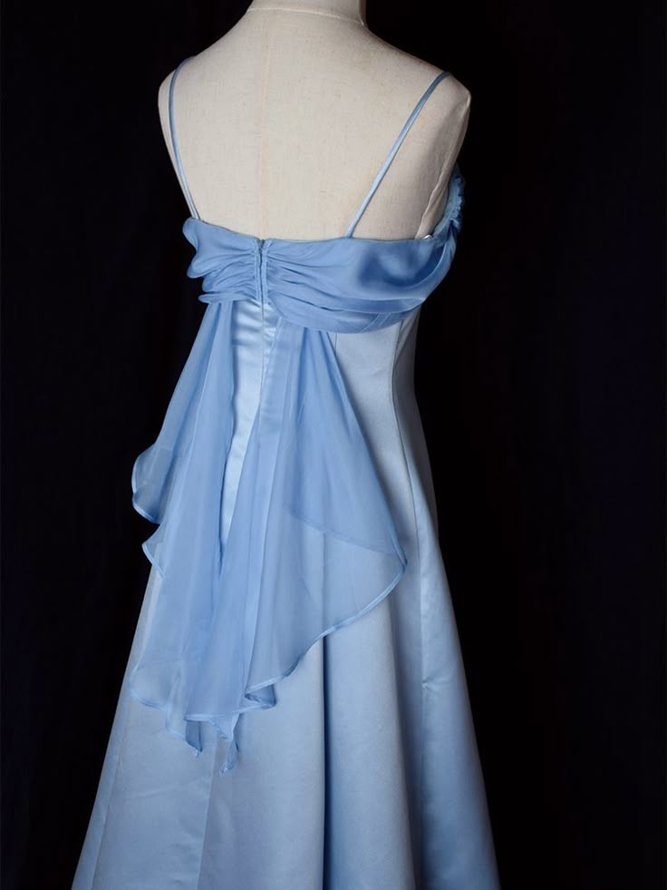 Elegant A Line Spaghetti Straps Satin Chiffon Long Prom Dress,Evening Dress GG1947