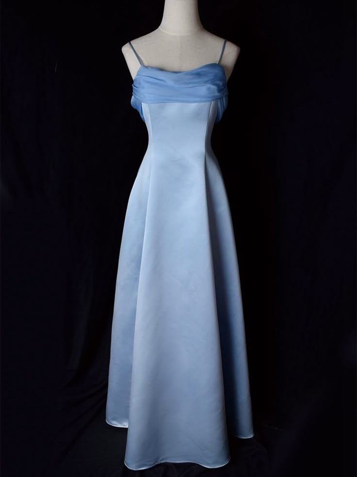 Elegant A Line Spaghetti Straps Satin Chiffon Long Prom Dress,Evening Dress GG1947