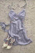 Charming A Line Spaghetti Straps Lilac Satin Applique Short Prom Dress,Homecoming Dress,Evening Dress GG1984