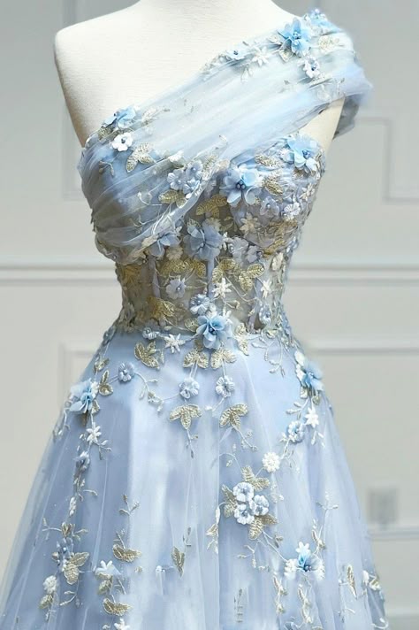 Pretty A Line Sweetheart Pale Blue Tulle Applique Long Prom Dress,Evening Dress GG2044