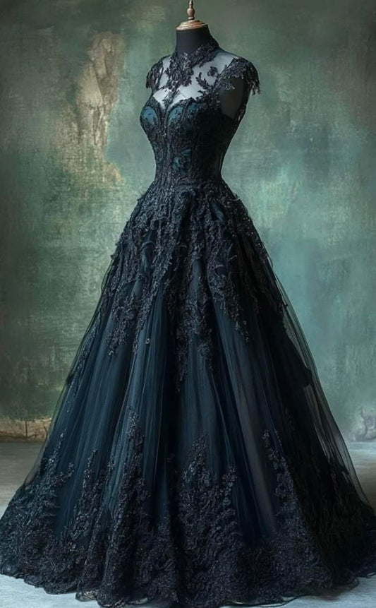 Delicate A Line Tulle Lace Long Prom Dress,Wedding Dress,Evening Dress GG2061