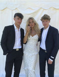 Stunning Mermaid Spaghetti Straps White Chiffon Polka Dots Ruffles Long Prom Dress,Party Dress,Evening Dress GG2224