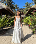 Elegant A Line Halter White Satin Long Prom Dress,Party Dress,Evening Dress GG2226