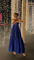 Unique A line Spaghetti Straps Blue Satin Long Prom Dress,Party Dress,Evening Dress GG2232