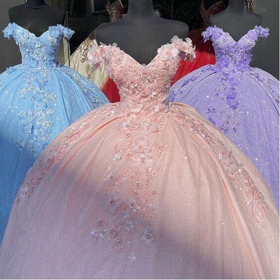 Stunning Ball Gown Off The Shoulder Satin Tulle Sequin Applique Long Prom Dress,Party Dress,Evening Dress GG2318